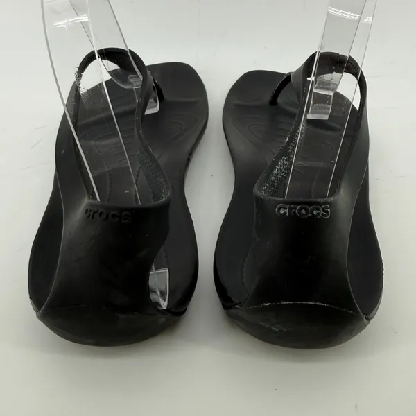 Crocs Sexi Flip Sandal Slip On Black Women 9 Slingback Thong Casual Barefoot - Image 4