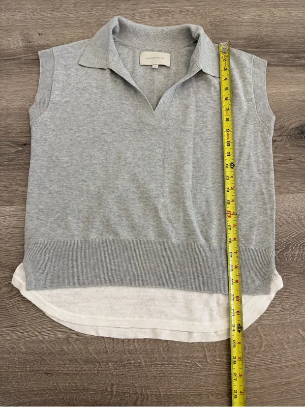 Brochu Walker Jaia Polo Looker Top Small Gray Linen Cotton Layered - Image 6