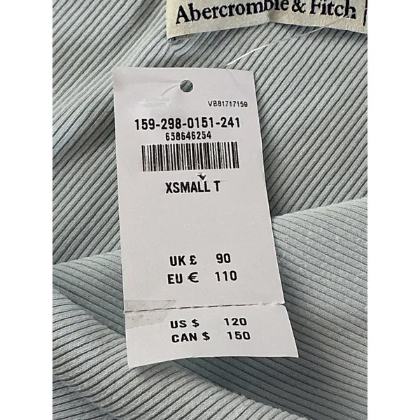 Abercrombie & Fitch One Shoulder‎ Ribbed Maxi Dress Light Blue Tall XST NEW - Image 9