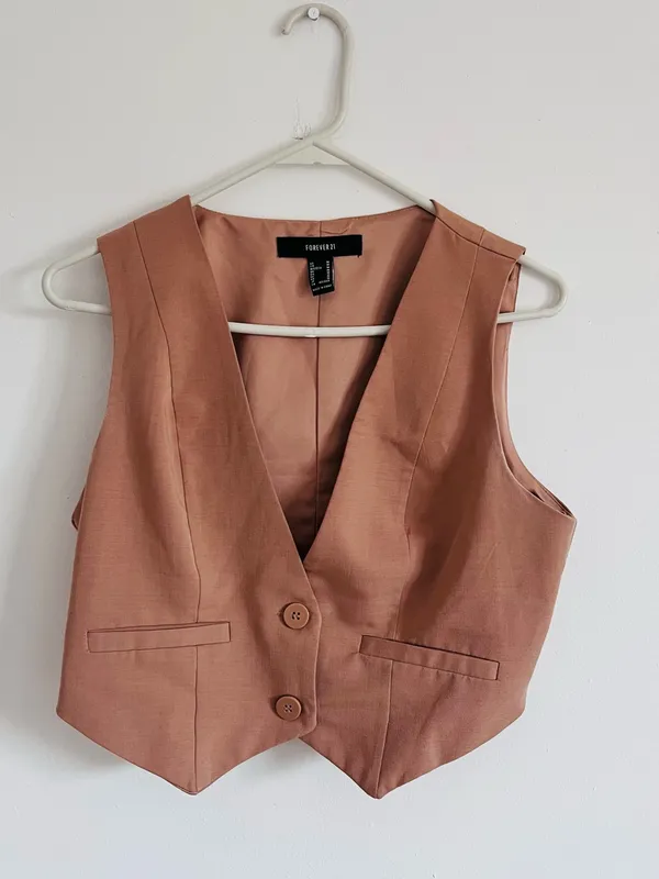 Forever 21 Dusty Rose Tailored Vest Y2K 2000s Coquette 90s Minimalist - Image 3
