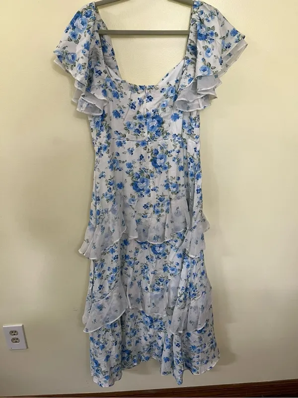 NEW Altar’d State Blue & White Floral Maxi Dress Size Large NWT - Image 7