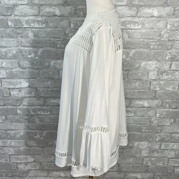 Cyrus White Crochet Accent Blouse - Image 2