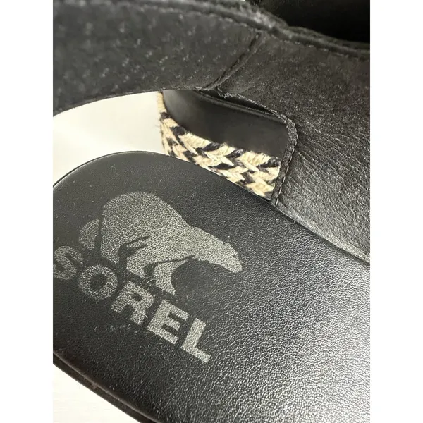 SOREL Cameron Flatform Sandals Women's 9 Black Leather Platform NL4012-010 - Image 2