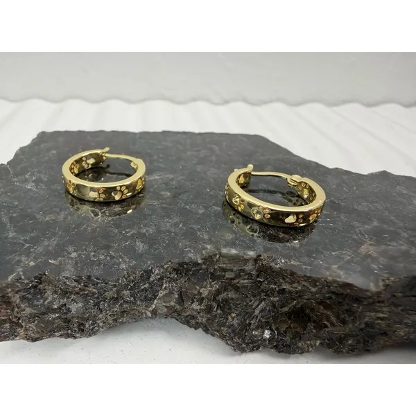 NWOT Gold Tone Paw‎ Print Hoop Earrings Cute Pet Lover Huggie Hoops - Image 5