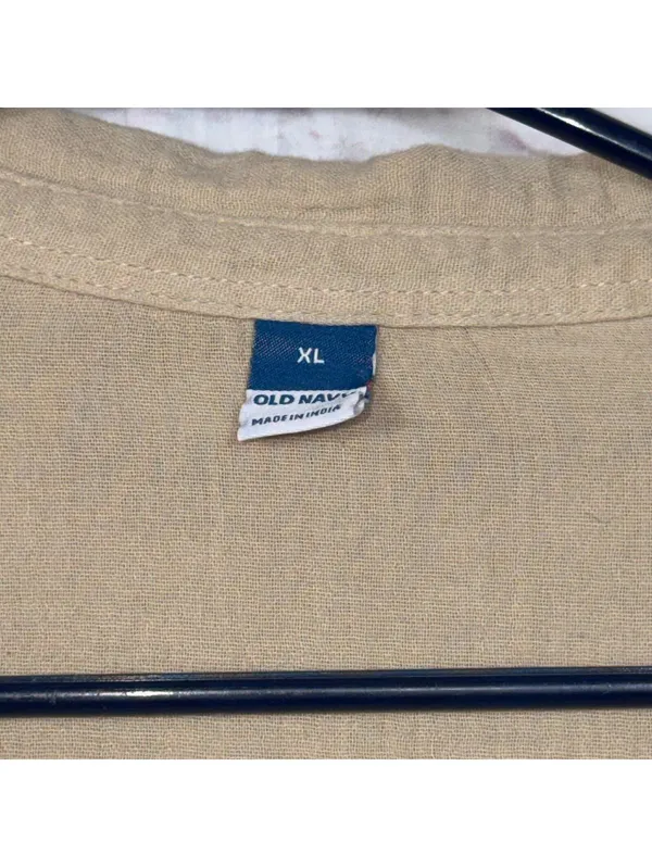 Old Navy XL Beige Long Sleeve Button-Up Shirt - Image 5
