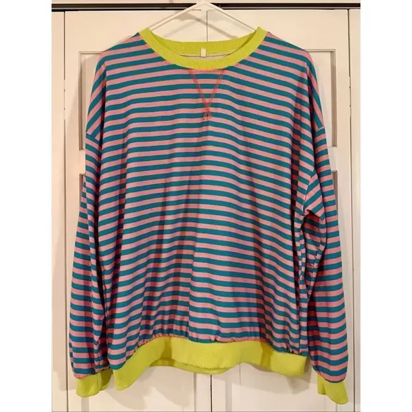 Amazon striped oversized crewneck sweater size M - Image 2
