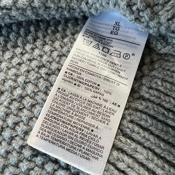 Old Navy Gray Cotton Knit Crewneck Sweater Women's XL Long Sleeve - Image 3