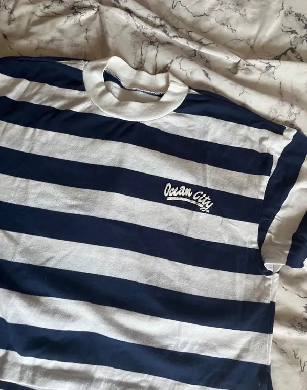 Ocean City Navy & White Striped Tee Blue - Image 4