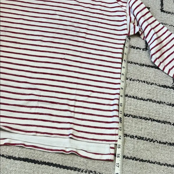 J. Crew Red and White Striped Long Sleeve Top - Image 3
