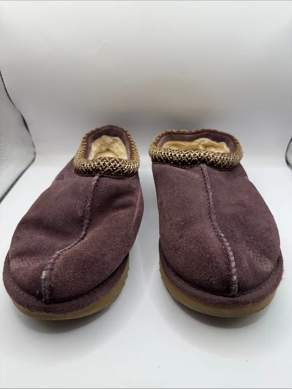 UGG Tasman Port Purple Suede Shearling Slippers Women’s Size 7 EU 38 Cozy Clogs - Image 4