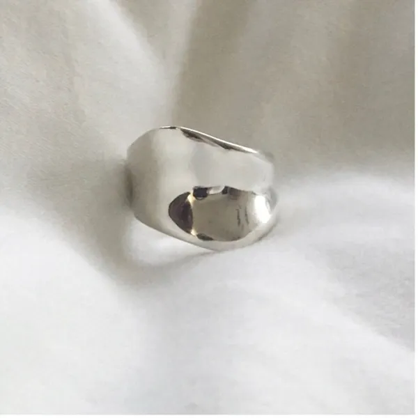 Sterling Silver 925 Abstract Wide Band Ring Size 7 - Image 7