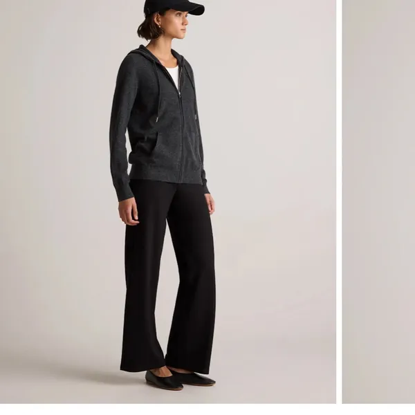 Nwt quince Mongolian Cashmere Full-Zip Hoodie $120 S spring charcoal knit casual - Image 3