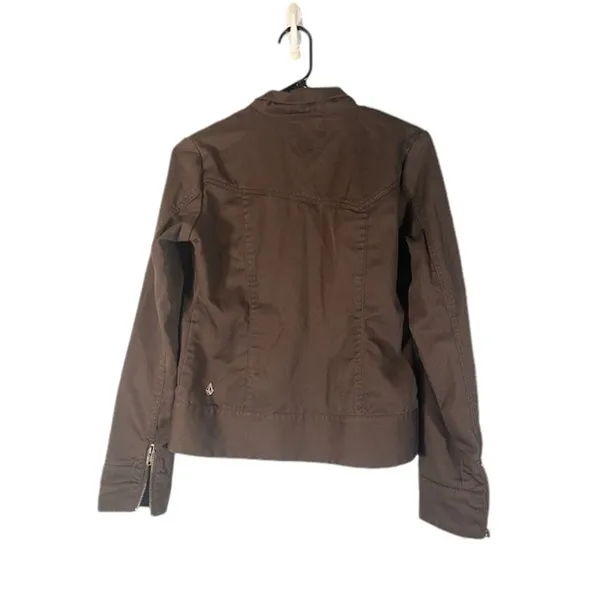 Volcom Brown Basic Zipper Sleeves Simple Full Zip Lightweight Jacket Women Sz S - Image 2