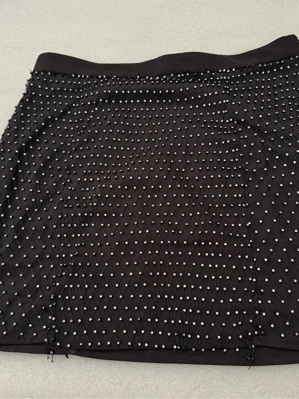 NBD Black Beaded Mesh Mini Skirt - Image 2