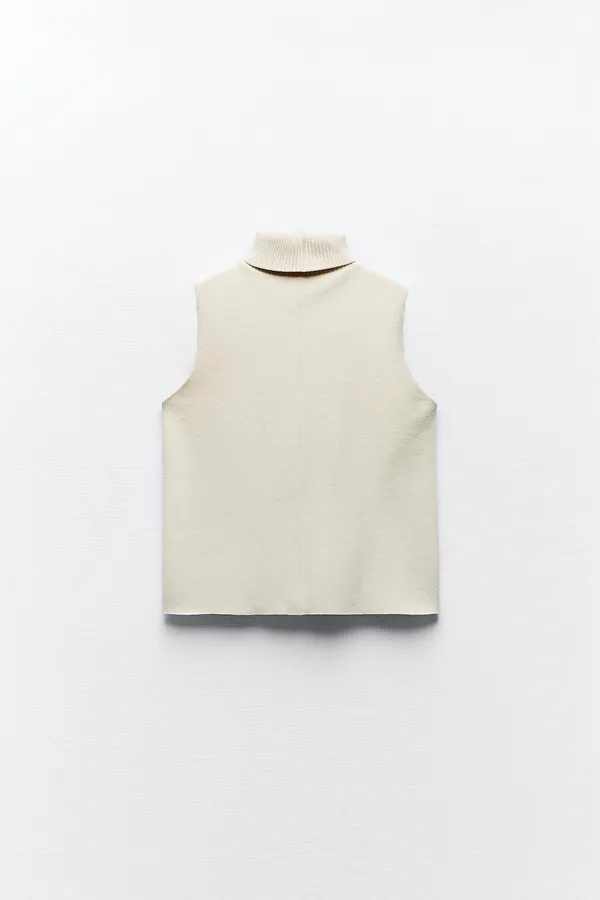 ZARA NWT  soft turtleneck ecru top. Size Large - Image 3