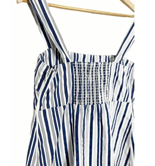 Show Me Your Mumu Blue White Striped Aria Sleeveless Square Neck Mini Dress M - Image 10