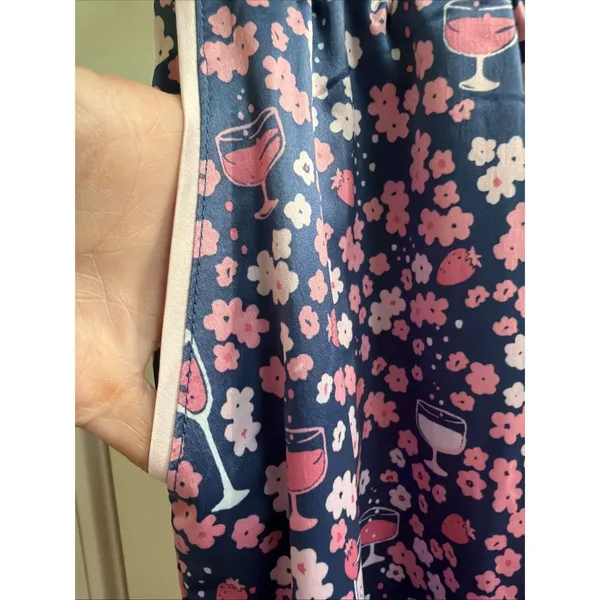 Munki Munki Women's Pajamas Sz S Satin Floral Wine Mimosa Champagne Sleep Set PJ - Image 7