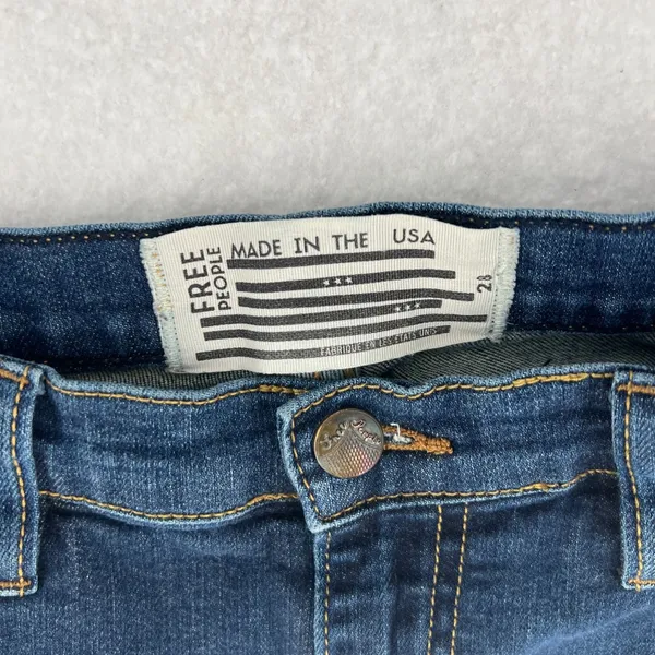 Free People Jeans Womens 28 Blue Medium‎ Wash Denim Cotton Stretch Skinny Leg - Image 4