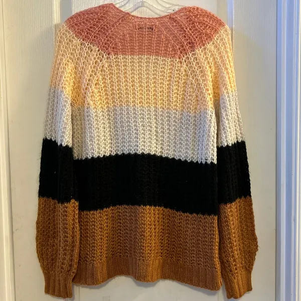 American Eagle Striped V Neck Long Sleeve Sheer Knit‎ Sweater XS - Image 2