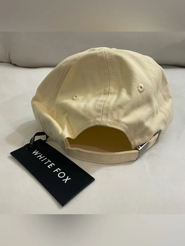 White Fox NWT Time To Travel Cap Embroidered White Logo in Lemon Yellow - Image 7