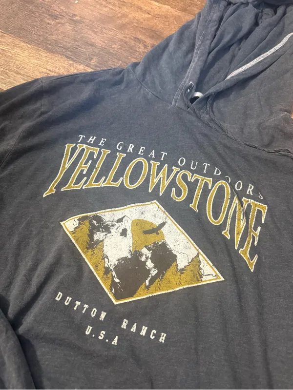 Yellowstone acid washed women’s Hooded Sweatshirt - Charcoal - Image 2