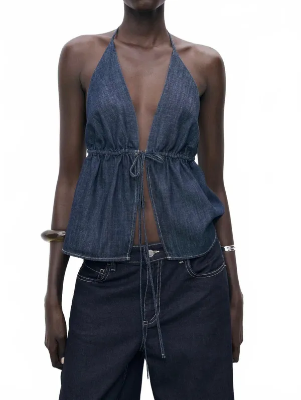 Mango Low-rise wideleg jeans NWT Open Blue Size 8 EUR 40 - Image 5