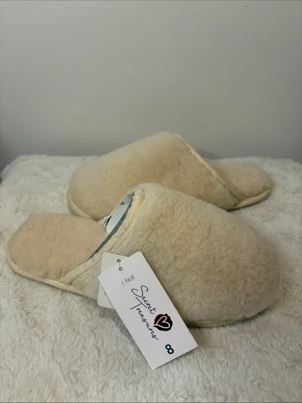 Secret Treasures NWT Fluffy Scuff Slippers Wool Blend Moisture Wicking SZ 8 - Image 4