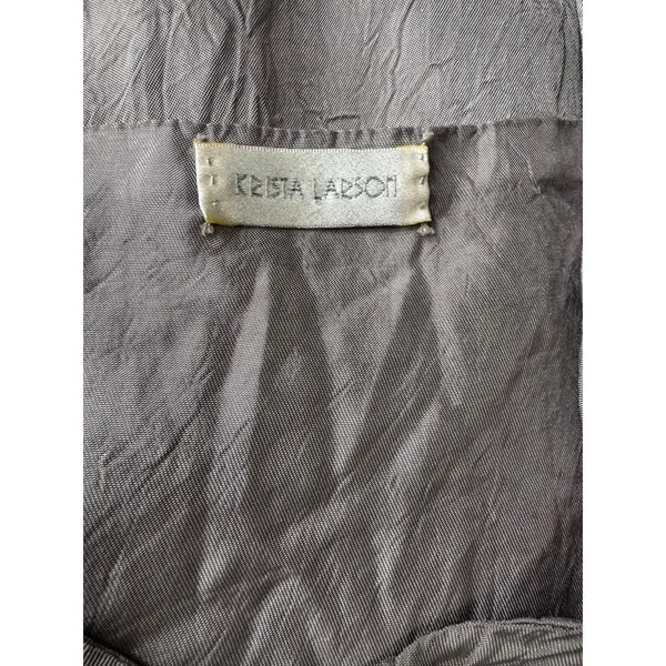 Vintage Krista Larson Silver Slip Maxi Dress Crinkle Silk Satin Lagenlook - Image 4