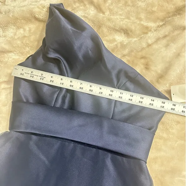 Alfred Sung A-Line Gown Women's 2R Navy Blue One-Shoulder Maxi Draped D815S NWT - Image 10