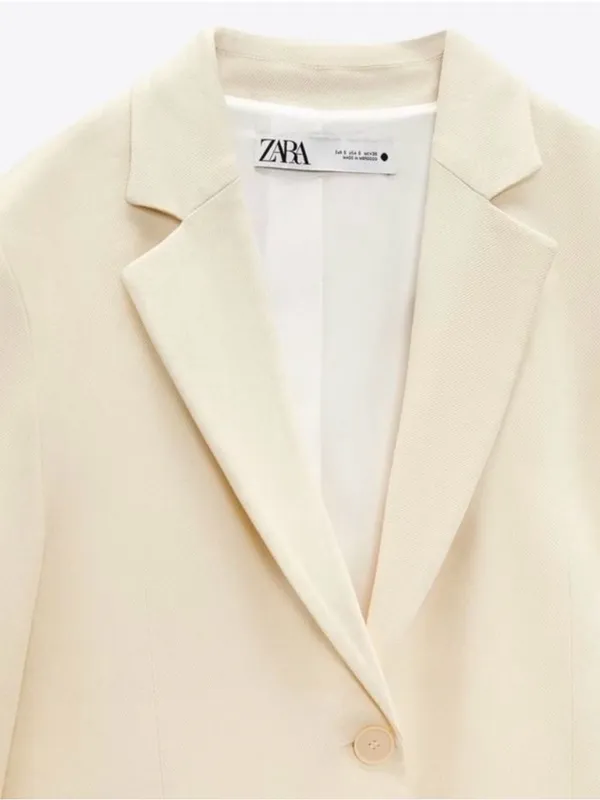 ZARA Cream Two-Button Tailored Blazer - Image 2