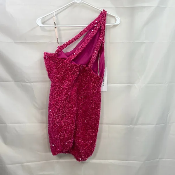 NEW Loyeloy women's pink sequins one shoulder cutout strap bodycon‎ mini dress - Image 4