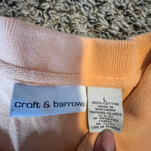 Croft & Barrow Womens Peach Orange‎ 100% Cotton Short Sleeve Polo Shirt Large - Image 2