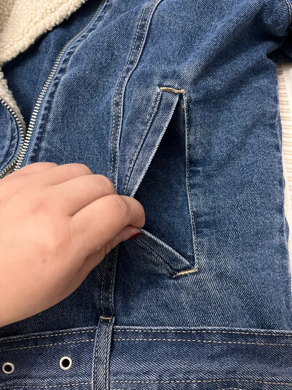 Calvin Klein Jeans Denim Shearling Jacket Jean coat trendy fall - Image 11
