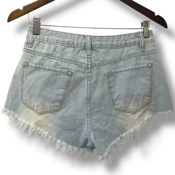 SHEIN | EUC Light Blue High-Waist Distressed Denim Shorts (size S) - Image 4