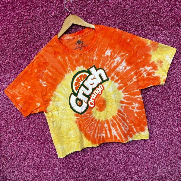 Crush Orange Citrus Flavored Soda Promo Tie Dye Crop Top L - Image 3