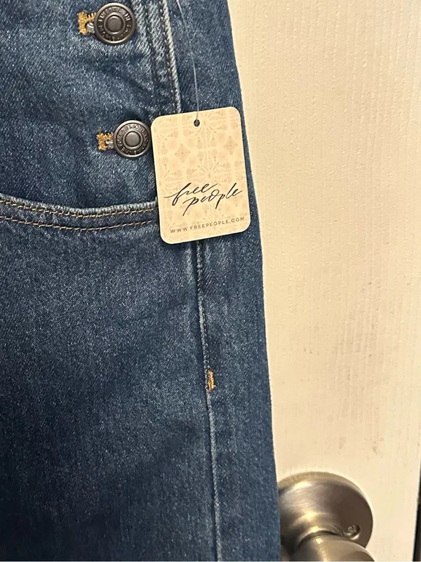 We The Free Medium Blue Denim Relaxed Overalls - Image 8