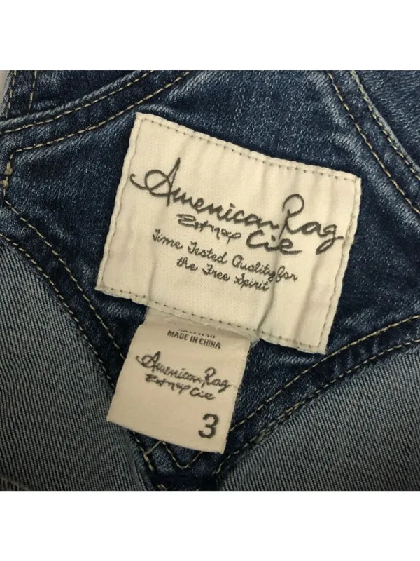 American Rag Women Overalls Denim Blue Skinny Distressed Stretch Size 3 - Image 3