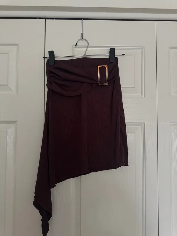 ORPHE nwt brown asymmetric knee length skirt - Image 3