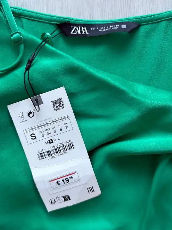 Zara Green Satin Tank Size S, New with Tags! - Image 2