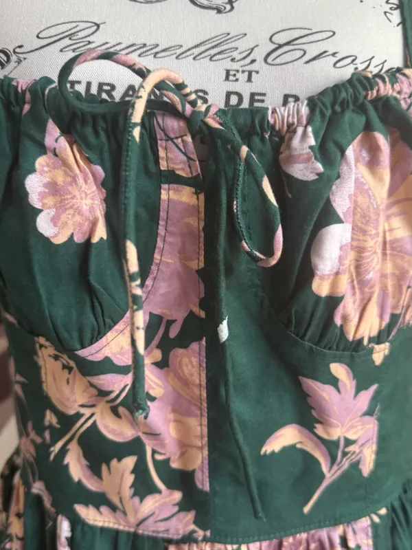 Free People Laters Baby Midi Dress Jade green floral print cottage core - Image 5