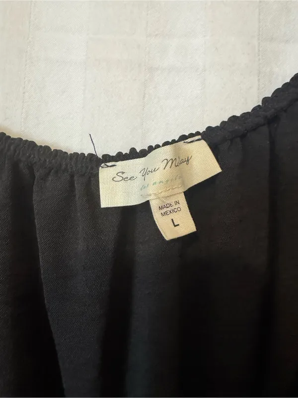 See You Monday Black Puff Sleeve Dress – Size L - Image 3