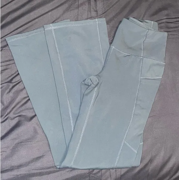 Blueish Gray Flare Leggings Blue - Image 3