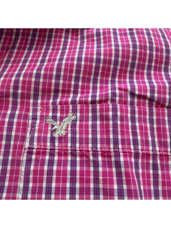 American Eagle Outfitters Women’s Pink Plaid Button Down Shirt Signature Fit S - Image 6