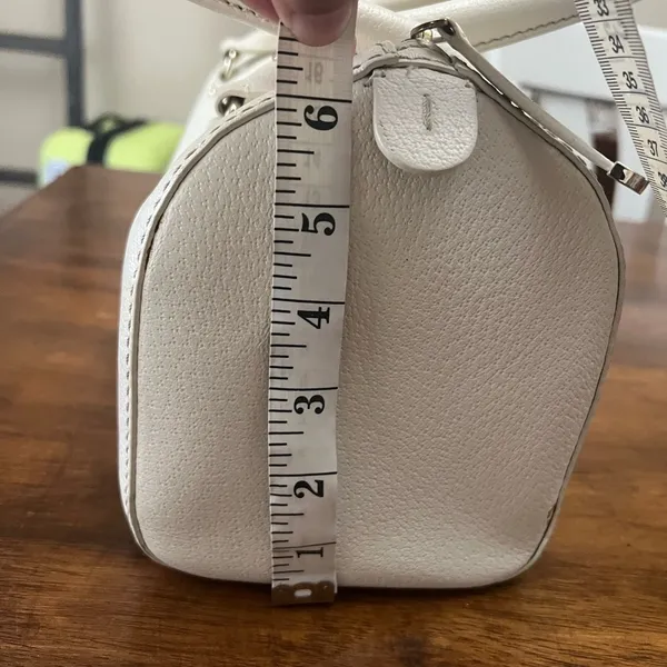 Vintage Y2K Kate Spade White Leather Barrel Satchel Handbag - Image 12