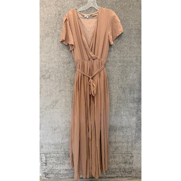 Baltic Born Maxi Dress Women XL Taupe Lydia Wrap Flutter Sleeve‎ Formal Wedding - Image 2