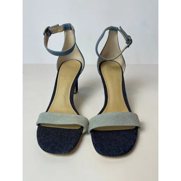 Marc‎ Fisher Navy Blue Denim Ankle Strap High Heels Size 10 - Image 4