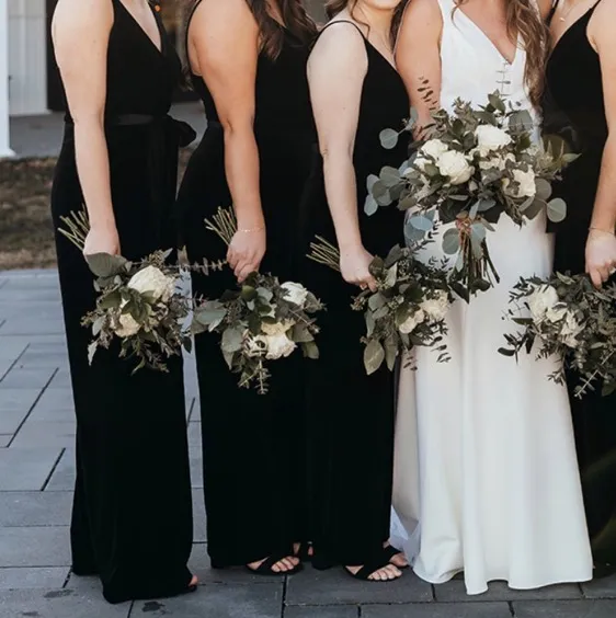 David’s Bridal V-Neck Velvet Jumpsuit with Tie Waist - Image 7