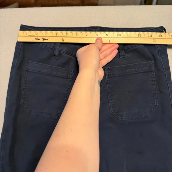 Quince Stretch Knit Wide Leg Pants Deep Navy Blue High Rise Women Size 8 - Image 6