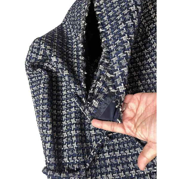 J.Crew Textured Tweed Houndstooth Sheath Dress Blue Womans 14 - Image 5
