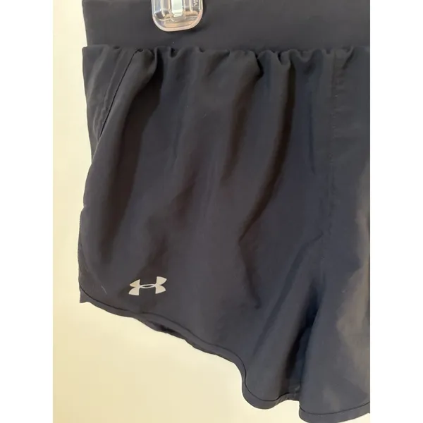 Under Armour Womens Size M Shorts HeatGear Black Running Loose Fit Lined Stretch - Image 2